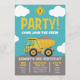 Bouw Thema Party Uitnodiging voor Jongen