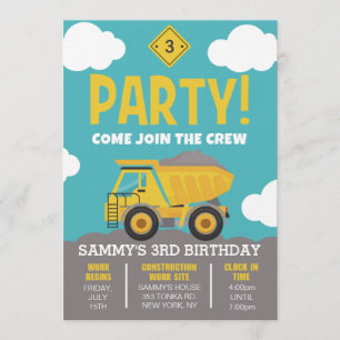 Bouw Thema Party Uitnodiging voor Jongen