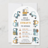 Bouw Thema Verjaardag Uitnodiging voor Jongens I (Voorkant)