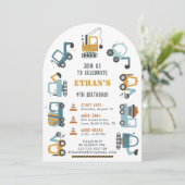 Bouw Thema Verjaardag Uitnodiging voor Jongens I (Staand voorkant)