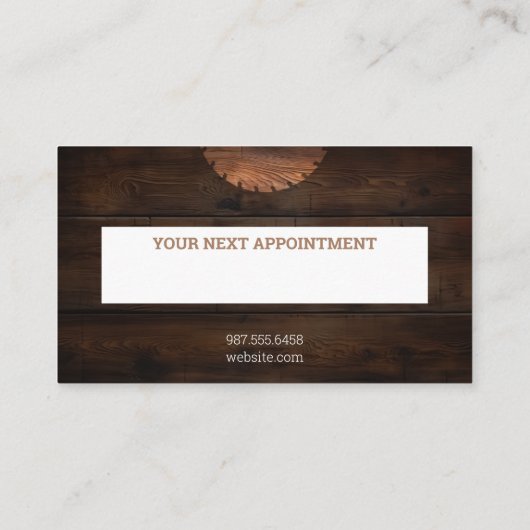 Bouw Timmerman Houten donker rustiek hout Afsprakenkaartje (Achterkant)