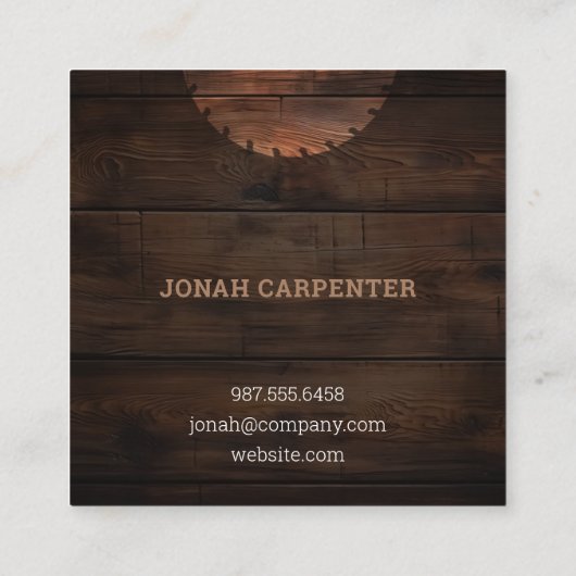 Bouw Timmerman Houten donker rustiek hout Vierkante Visitekaartje (Achterkant)