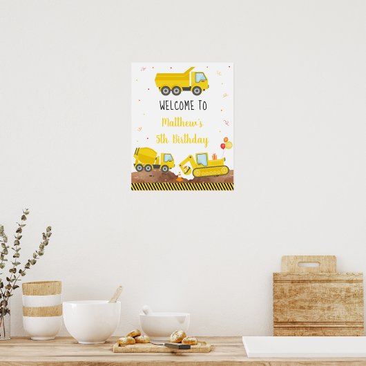 Bouw tonggradiënt vrachtwagen Birthday - Welkom Poster (Keuken)