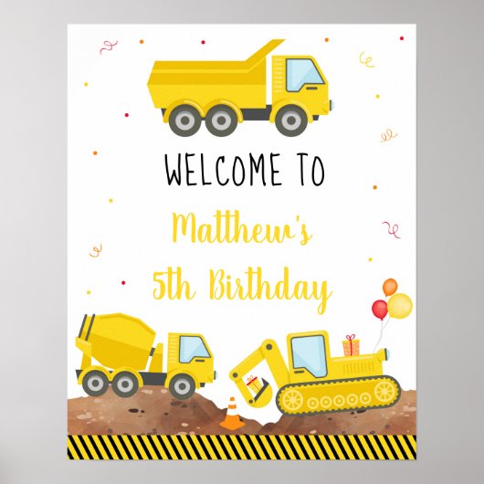 Bouw tonggradiënt vrachtwagen Birthday - Welkom Poster (Voorkant)