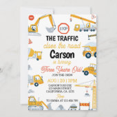 Bouw Truck Boy Verjaardag Uitnodiging (Voorkant)