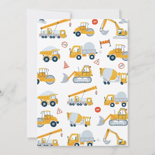 Bouw Truck Boy Verjaardag Uitnodiging (Achterkant)