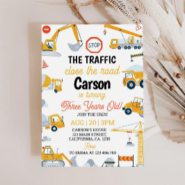 Bouw Truck Boy Verjaardag Uitnodiging