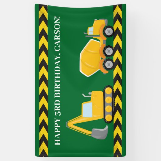 Bouw Truck Custom Boys Verjaardagsfeest Spandoek (Verticaal)