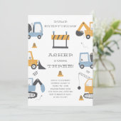 Bouw Truck Dump Alles Verjaardagsfeest Kaart (Staand voorkant)