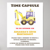 Bouw Truck Time Capsule 1e verjaardag Poster (Voorkant)