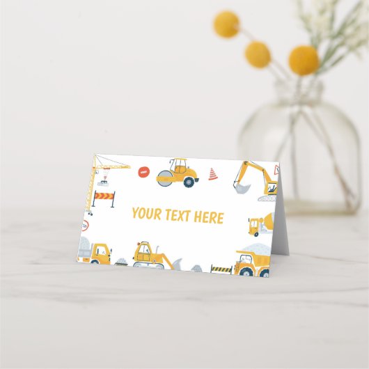 Bouw Truck Verjaardag Food Tent Plaatskaartje (Achterkant)