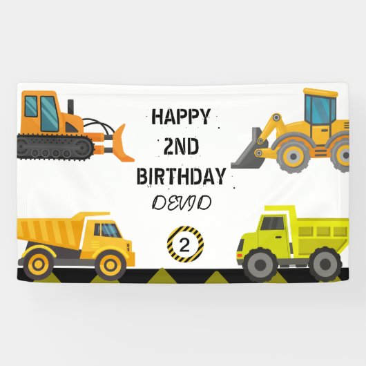 Bouw Truck Verjaardag Party Banner (Horizontaal)