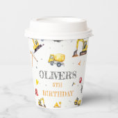 Bouw Trucks Boy Verjaardagsfeest Papieren Bekers (Voorkant)