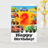 Bouw Trucks Custom Boy's 2e verjaardag Kaart (Gele Bloem)