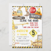 Bouw Trucks Graafmachine Bulldozer Verjaardag Kaart (Voorkant)