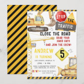 Bouw Trucks Graafmachine Bulldozer Verjaardag Kaart (Voorkant / Achterkant)