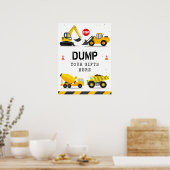 Bouw Trucks Verjaardag Dump uw geschenken hier Poster (Keuken)