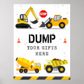 Bouw Trucks Verjaardag Dump uw geschenken hier Poster (Voorkant)