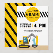 Bouw Uitnodiging 1e Verjaardag Eerste Uitnodiging (Voorkant / Achterkant)