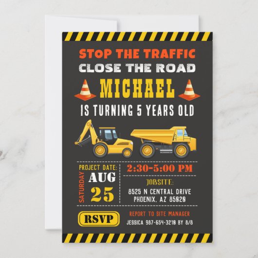 Bouw Uitnodiging, Bouwfeest Verjaardag Kaart (Voorkant)