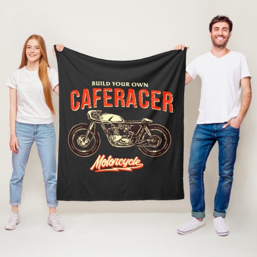 Bouw uw eigen caferacer-motorfiets op zwarte schro fleece deken (In situ)