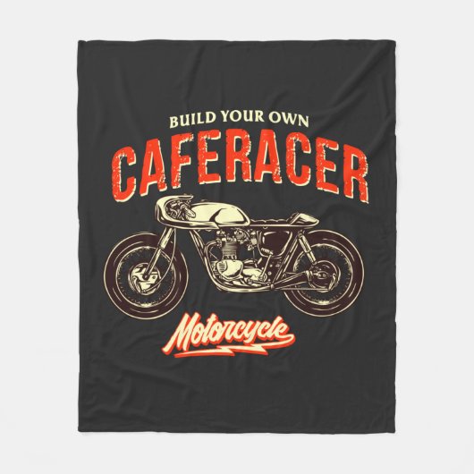 Bouw uw eigen caferacer-motorfiets op zwarte schro fleece deken (Voorkant)
