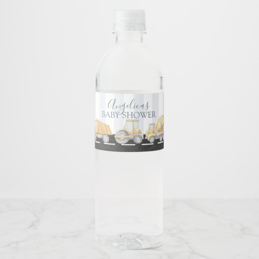 Bouw van Baby shower op waterdag Waterfles Etiket (Voorkant)