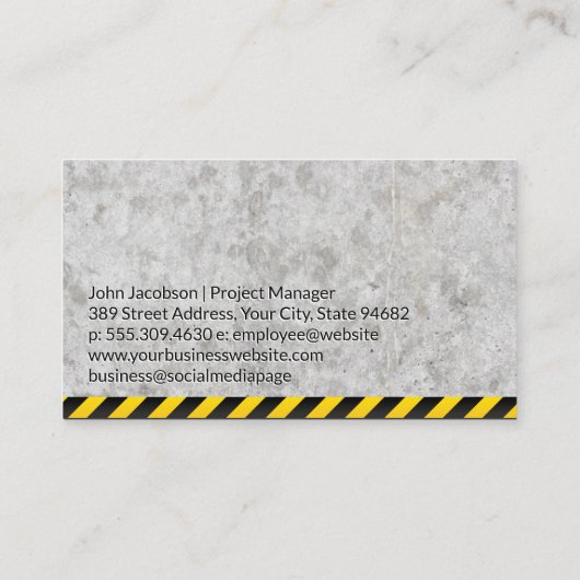 Bouw van bouwplaats | Werk in uitvoering Visitekaartje (Achterkant)