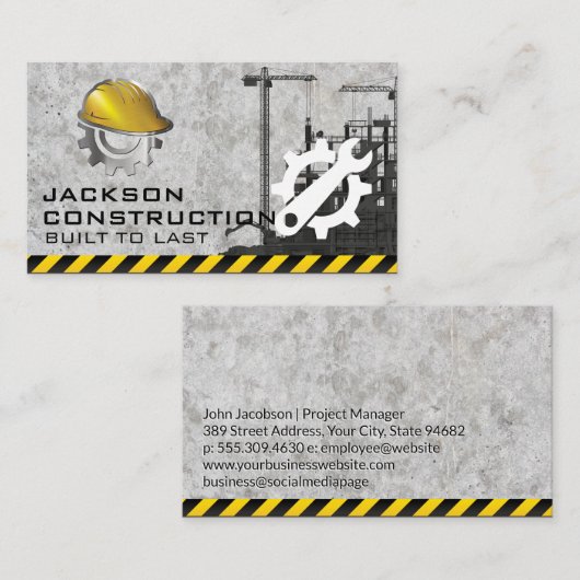 Bouw van bouwplaats | Werk in uitvoering Visitekaartje (Voorkant / Achterkant)