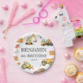 Bouw van bouwterrein — Truck Digger Birthday Party Papieren Bordje (Feest)