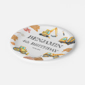 Bouw van bouwterrein — Truck Digger Birthday Party Papieren Bordje (Gekanteld)