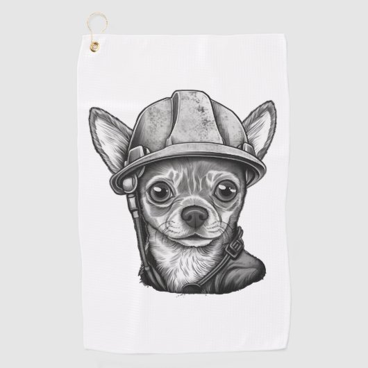 Bouw van Chihuahua-bouwvakker Golfhanddoek (Voorkant)