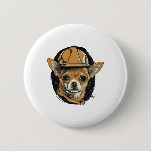 Bouw van Chihuahua-bouwvakker Ronde Button 5,7 Cm