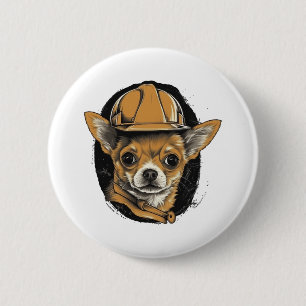 Bouw van Chihuahua-bouwvakker Ronde Button 5,7 Cm