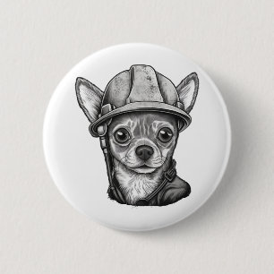 Bouw van Chihuahua-bouwvakker Ronde Button 5,7 Cm