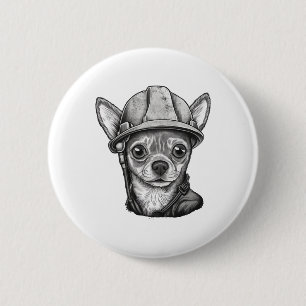 Bouw van Chihuahua-bouwvakker Ronde Button 5,7 Cm