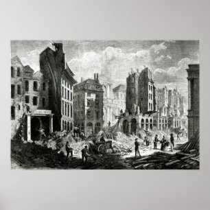 Bouw van de Boulevard de Sebastopol Poster