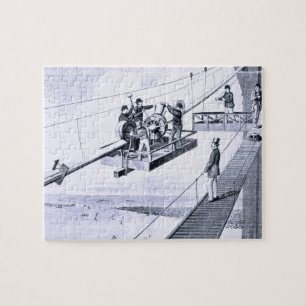 Bouw van de Brooklyn Bridge, New York (litho) Legpuzzel