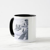 Bouw van de Brooklyn Bridge, New York (litho) Mok (Voorkant links)