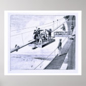 Bouw van de Brooklyn Bridge, New York (litho) Poster (Voorkant)