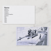 Bouw van de Brooklyn Bridge, New York (litho) Visitekaartje (Voorkant / Achterkant)