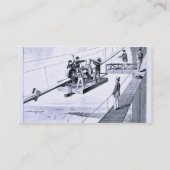 Bouw van de Brooklyn Bridge, New York (litho) Visitekaartje (Achterkant)