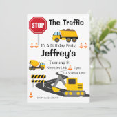 Bouw van de dag Uitnodiging, Bull Dozer Kaart (Staand voorkant)