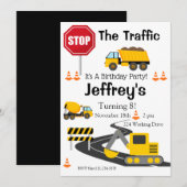 Bouw van de dag Uitnodiging, Bull Dozer Kaart (Voorkant / Achterkant)