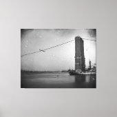Bouw van de foto van de Brooklyn Bridge Canvas Afdruk (Voorkant)
