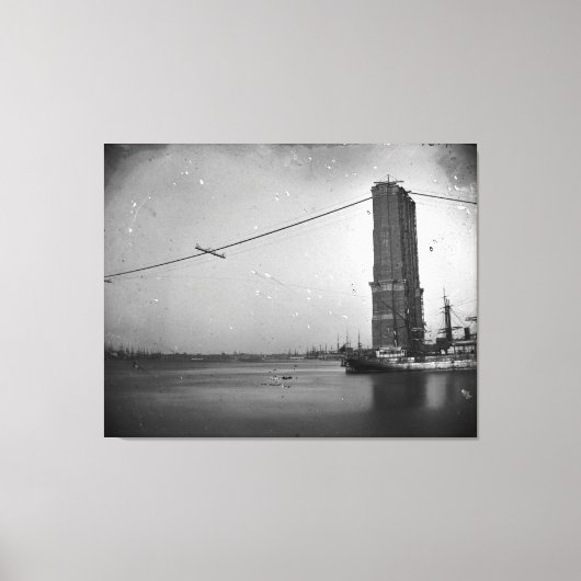 Bouw van de foto van de Brooklyn Bridge Canvas Afdruk (Voorkant)