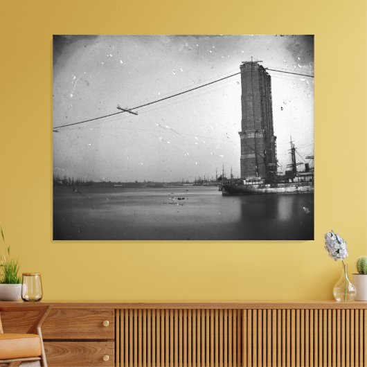 Bouw van de foto van de Brooklyn Bridge Canvas Afdruk (Insitu (Woonkamer))
