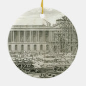 Bouw van de hoofdingang van het Louvre, Parijs Keramisch Ornament (Achterkant)