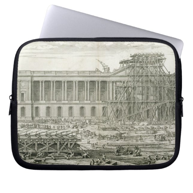 Bouw van de hoofdingang van het Louvre, Parijs Laptop Sleeve (Voorkant)