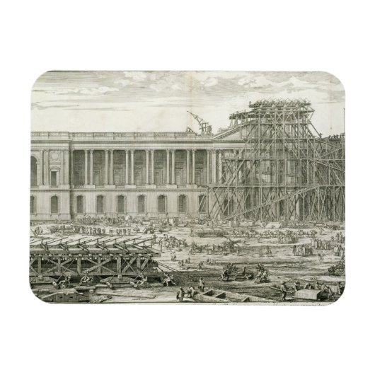 Bouw van de hoofdingang van het Louvre, Parijs Magneet (Horizontaal)